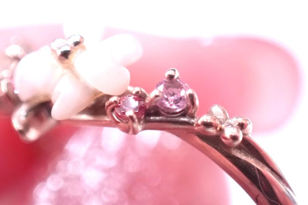 サマンサティアラ K10 フラワーリング 9号 レモンクォーツ ペリドット 指輪