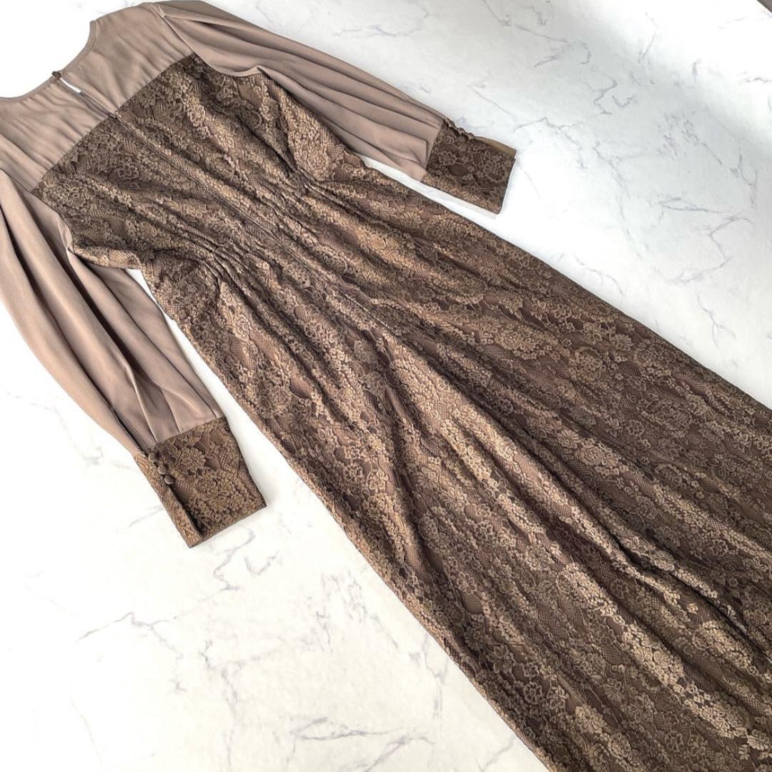 リルアー LERURE 24年 オールインワン パンツドレス レース カーキ M