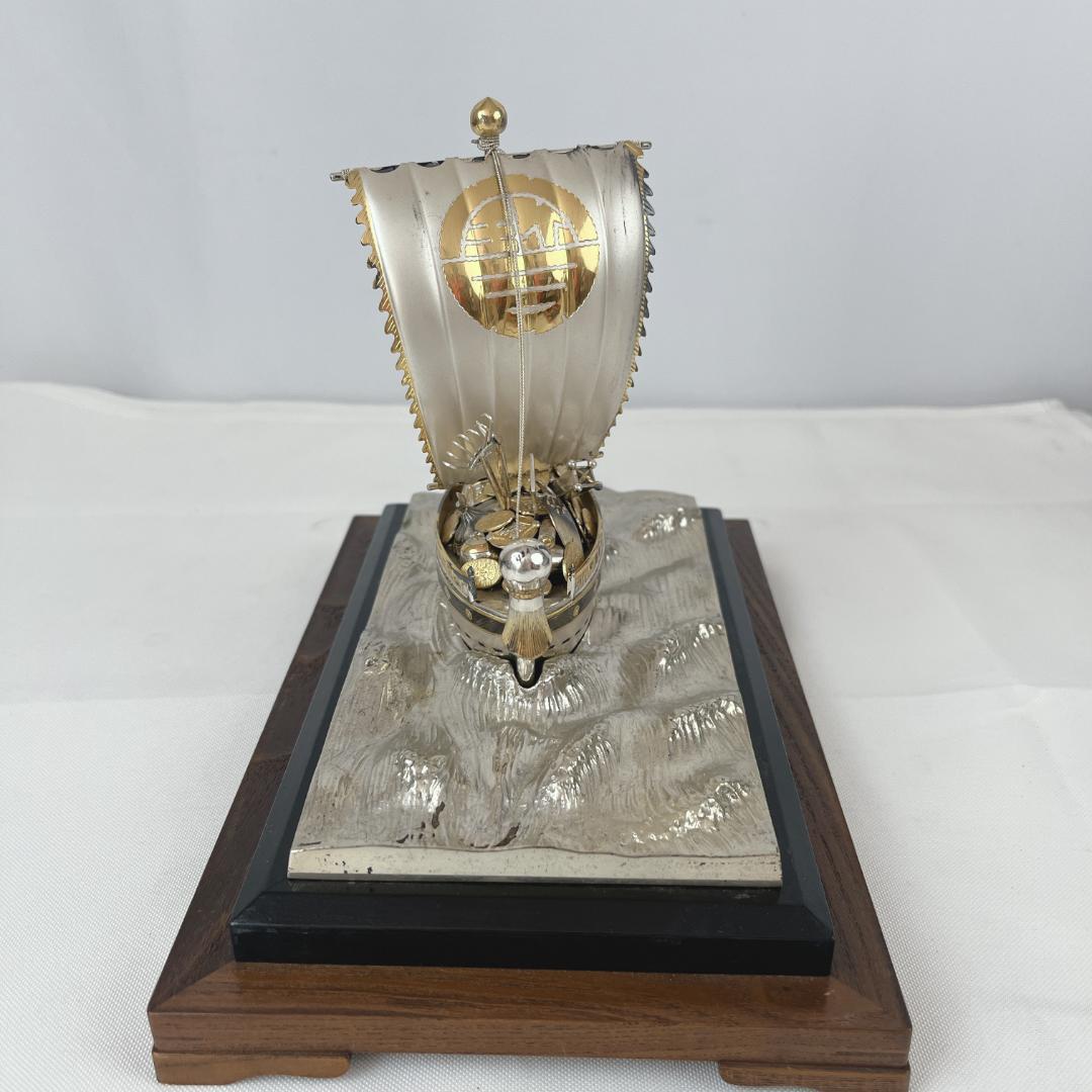 美品☘️ 三越謹製 銀製刻印 宝船 約272g 置物 ガラスケース付