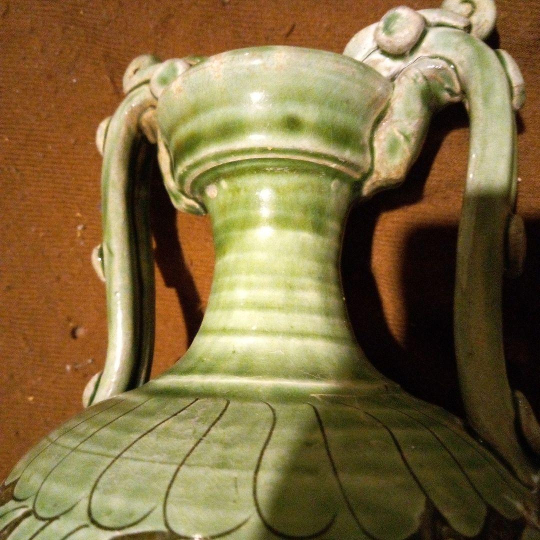 中国陶磁器　宋磁州窯　浮掘緑壺