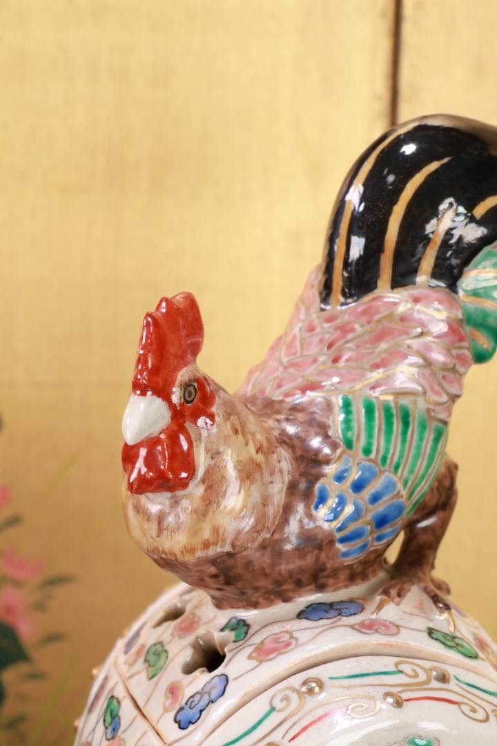 たかリン様専用、仁清銘 京焼染錦 太鼓型 香炉 床飾 置物 野々村仁清