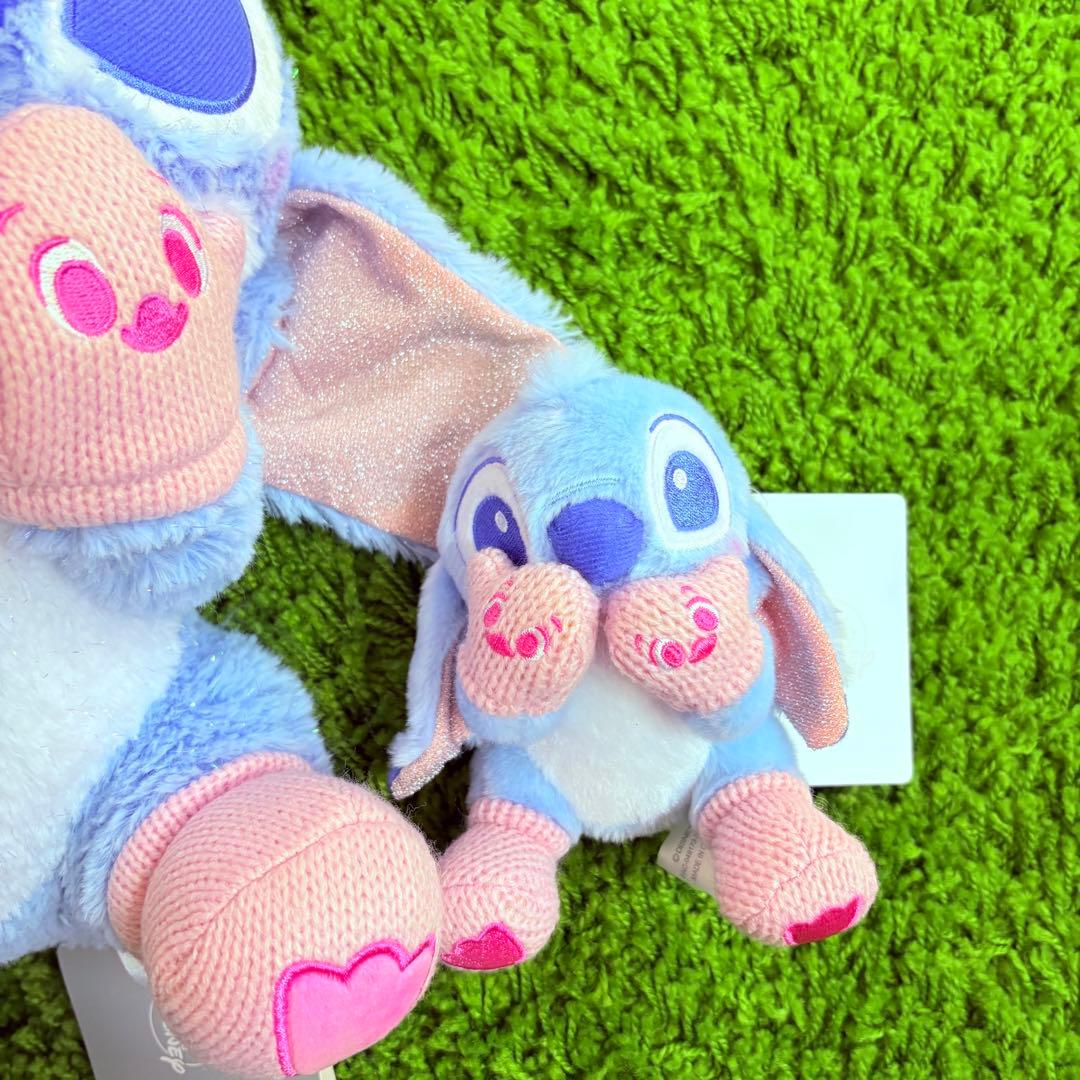 スティッチ　ぬいぐるみ &キーチェーン ピンク×ブルー Winter Shiny