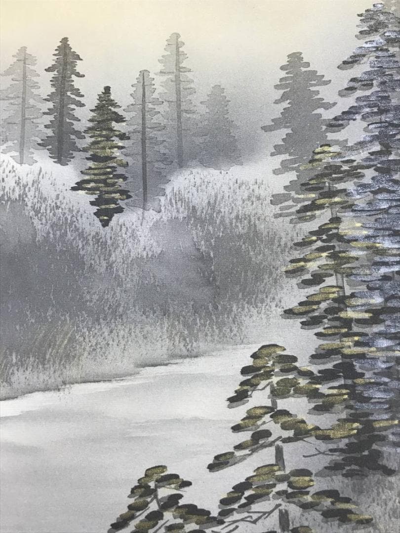 【真作】孝調/金彩山水図/山水図/早春図/掛軸/名家伝来/AC-635