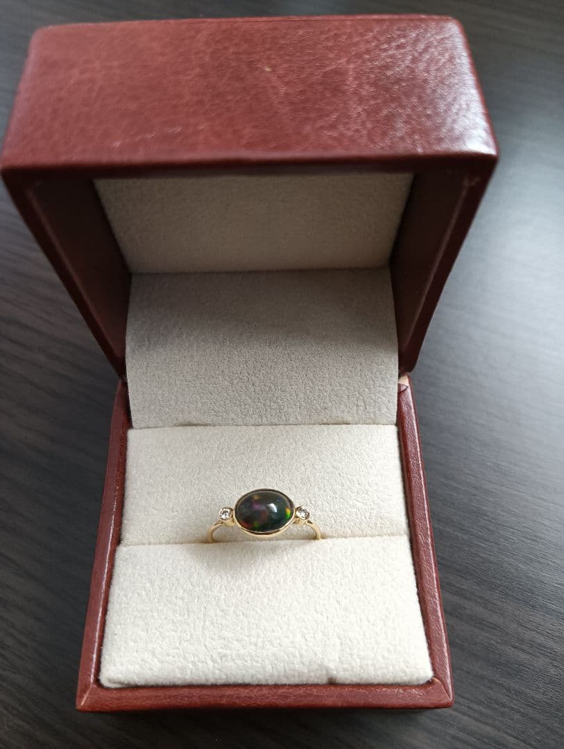 ブラックオパール ダイヤモンドリング ９号