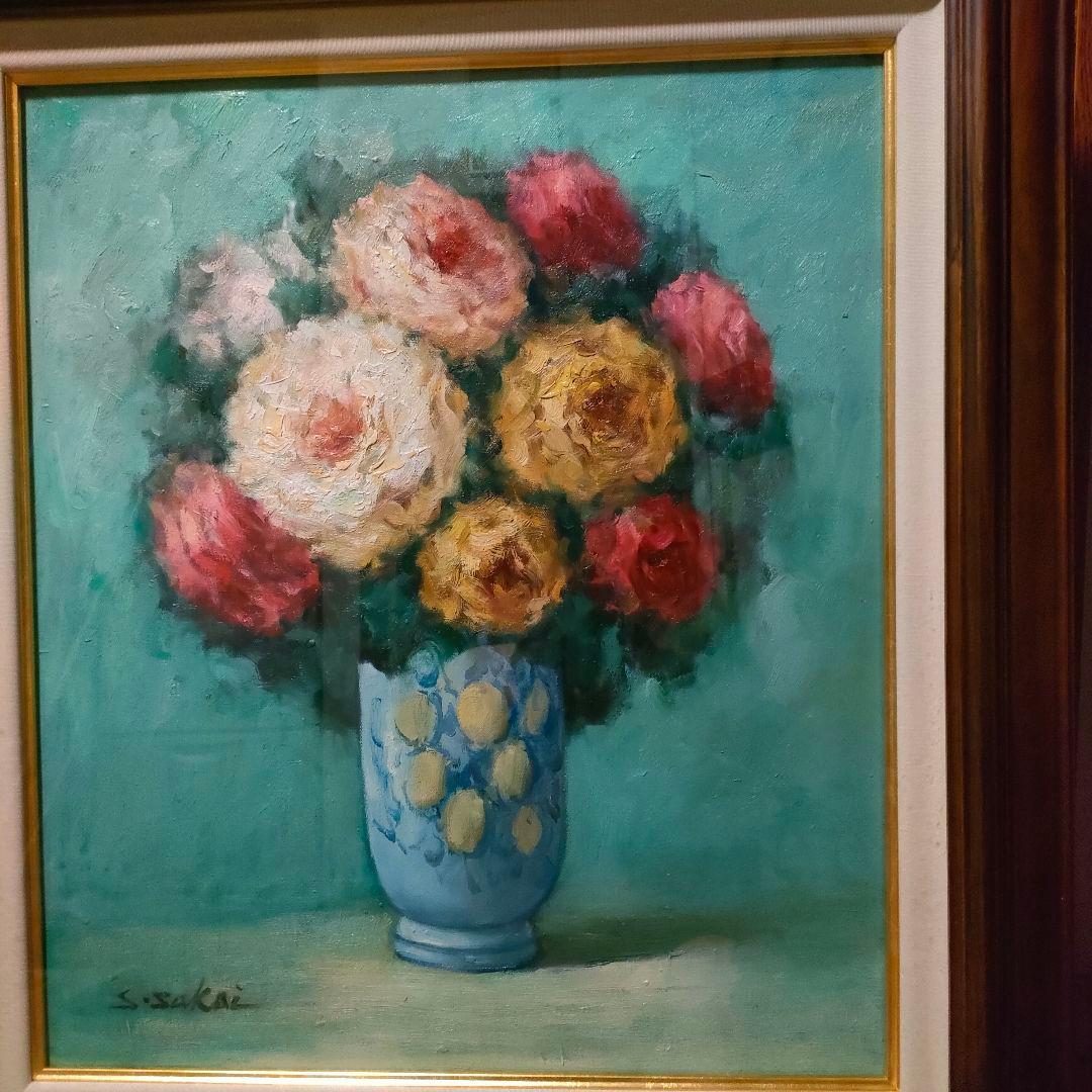 油彩「薔薇」 田渕眞兒 油絵 油彩画 薔薇シリーズ 花 No.60-+s 田渕