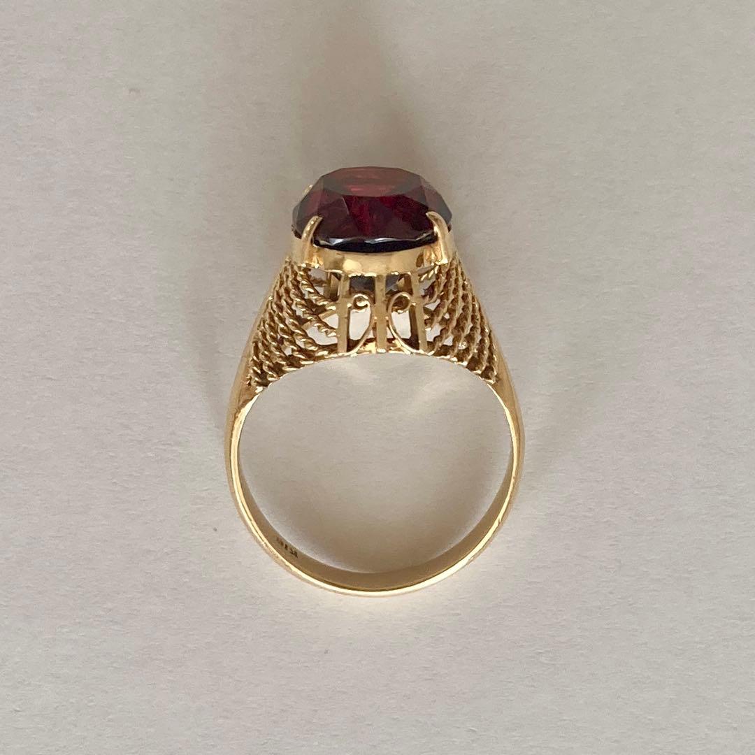K18イエローゴールド ガーネットリング