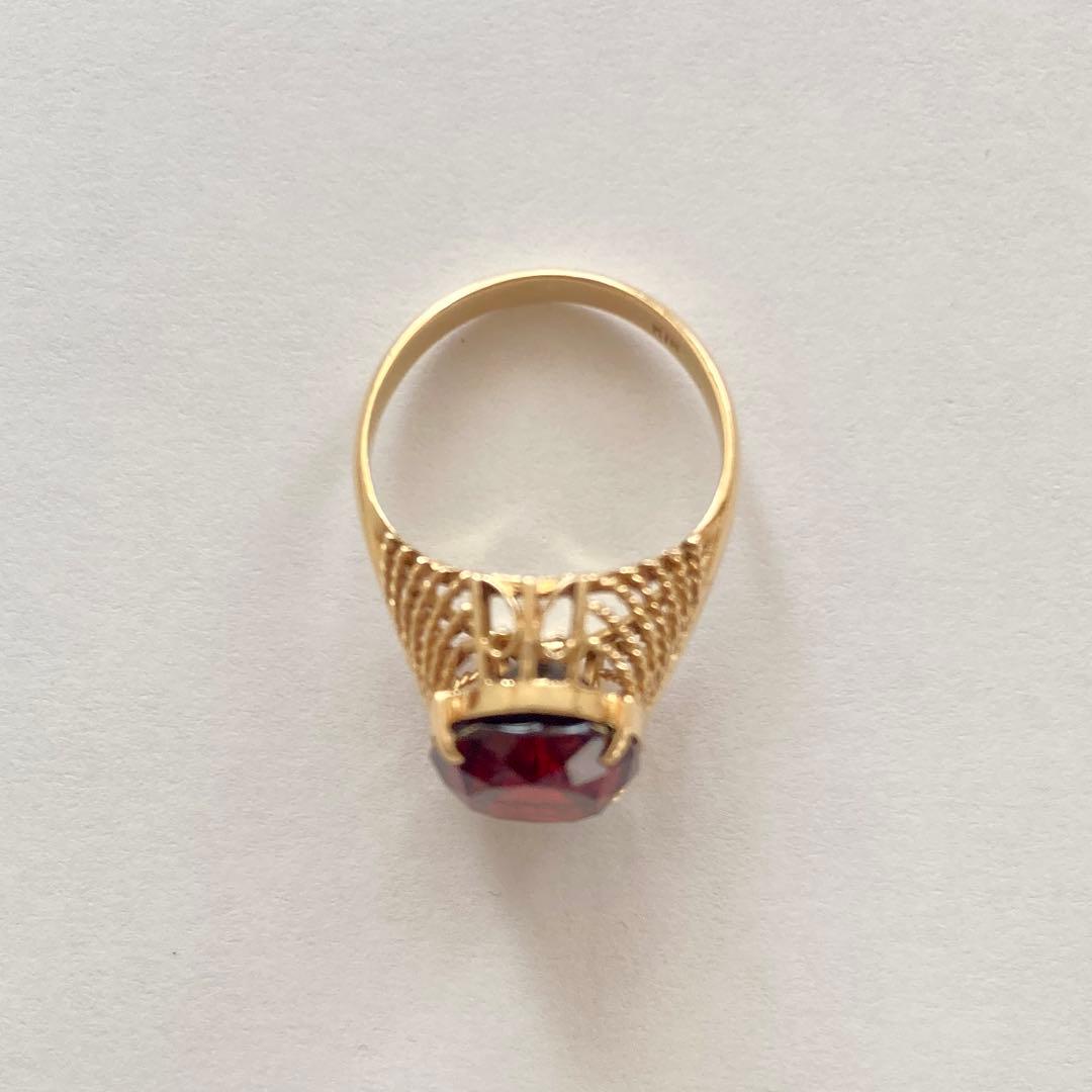 K18イエローゴールド ガーネットリング