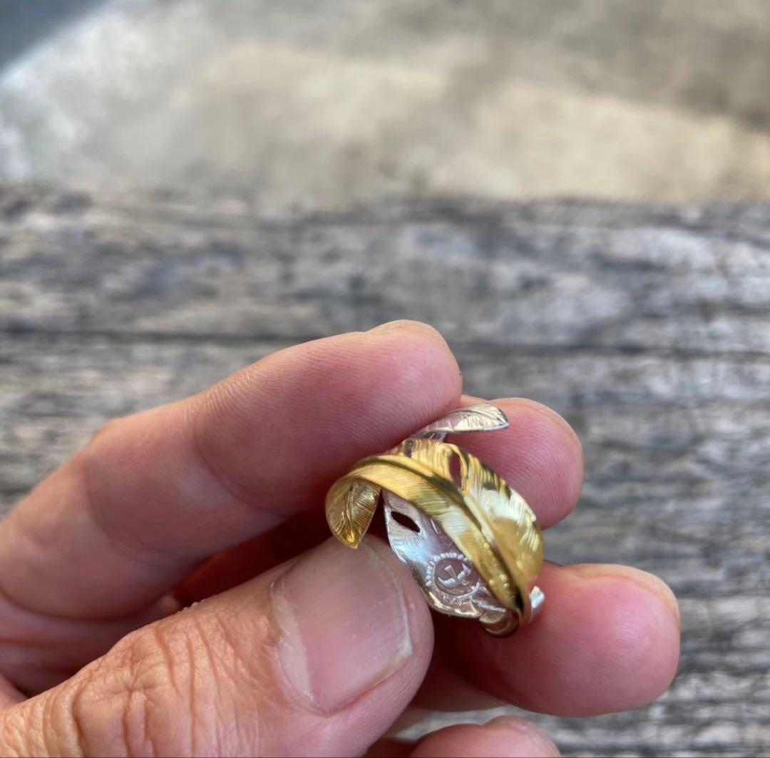 ダブル フェザー コンビ リング 指輪 アクセサリー ハンドメイド ノーブランド