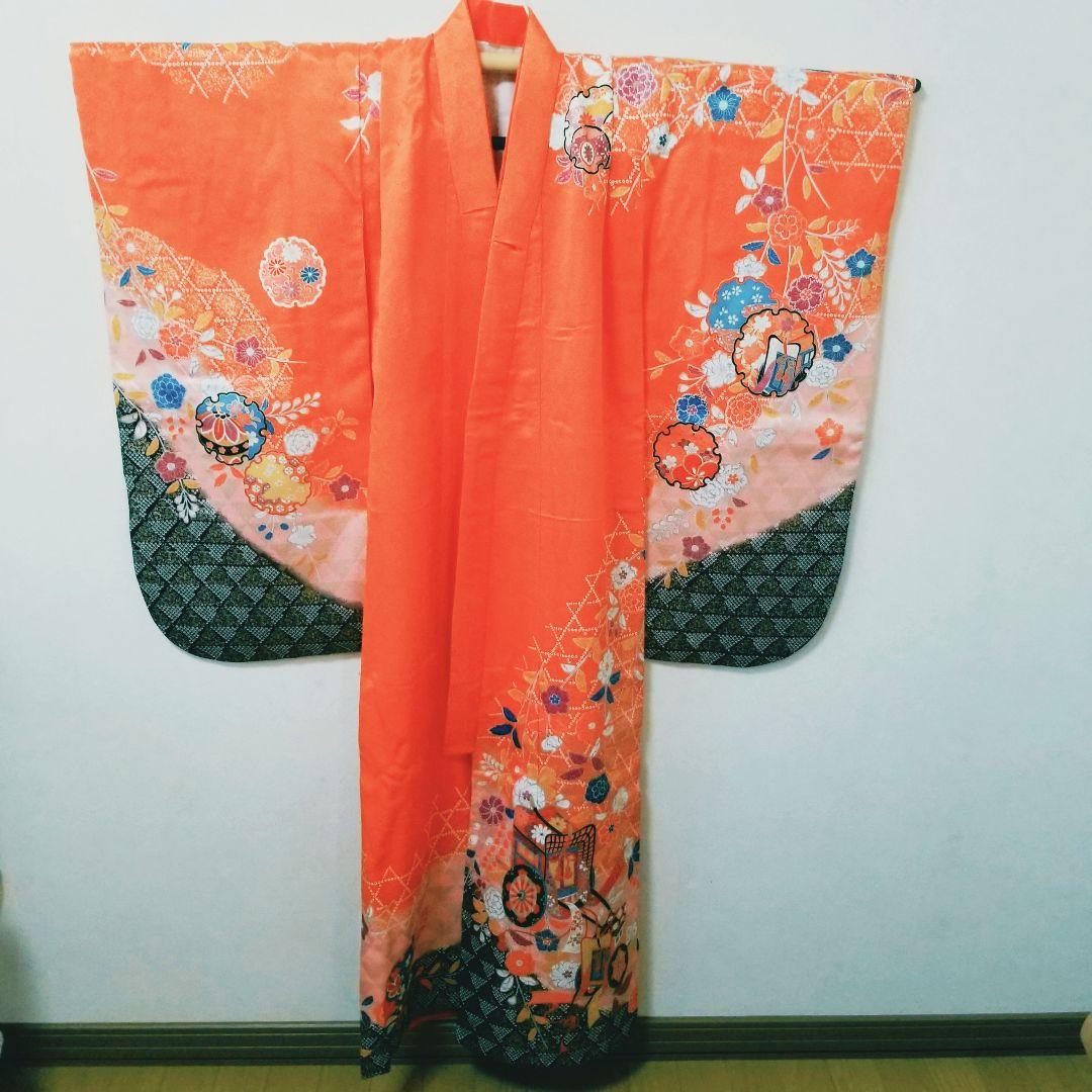 七五三 3歳 【豪華セット】着物・ はこせこセット・作り帯 ・肌襦袢・髪飾り 他