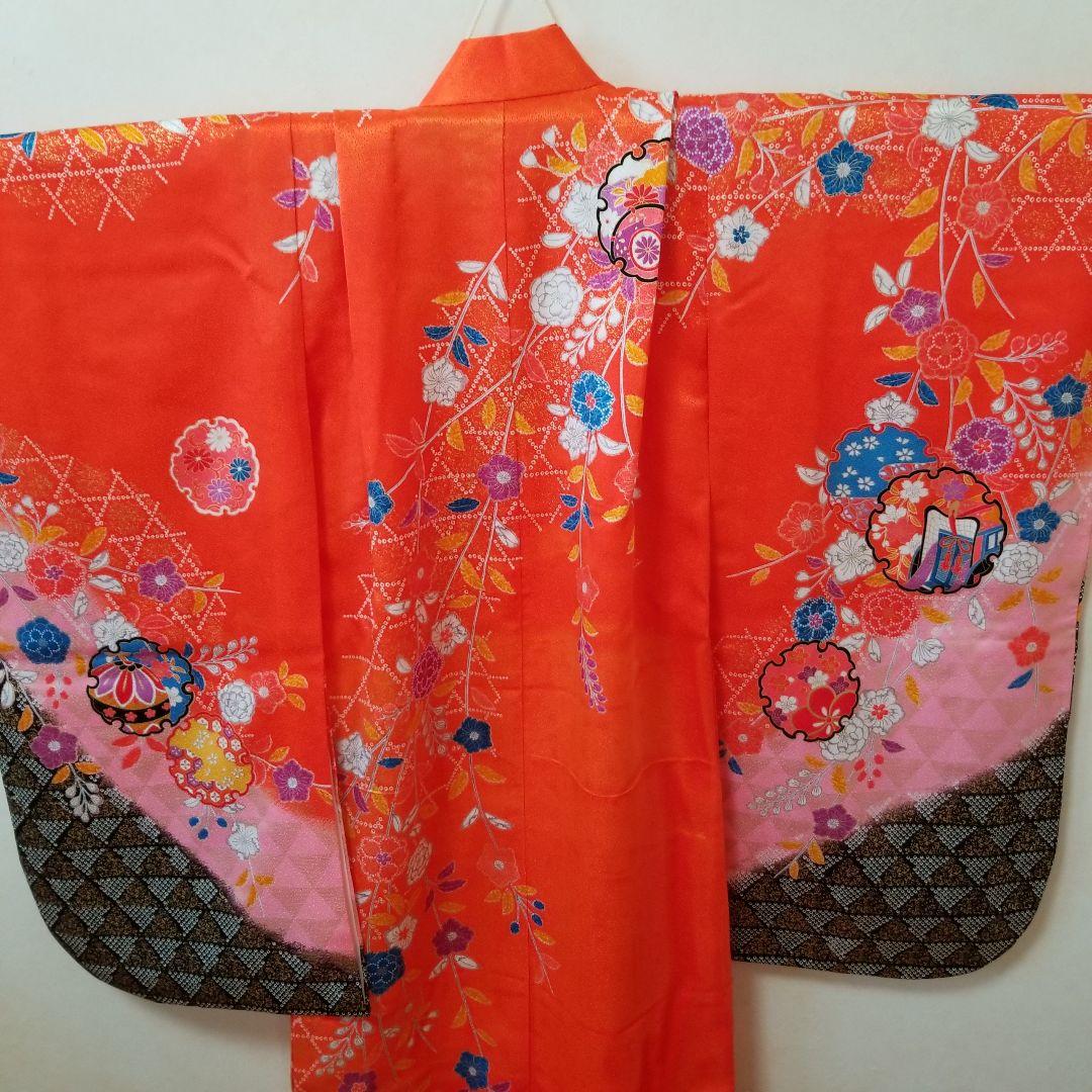 七五三 3歳 【豪華セット】着物・ はこせこセット・作り帯 ・肌襦袢・髪飾り 他