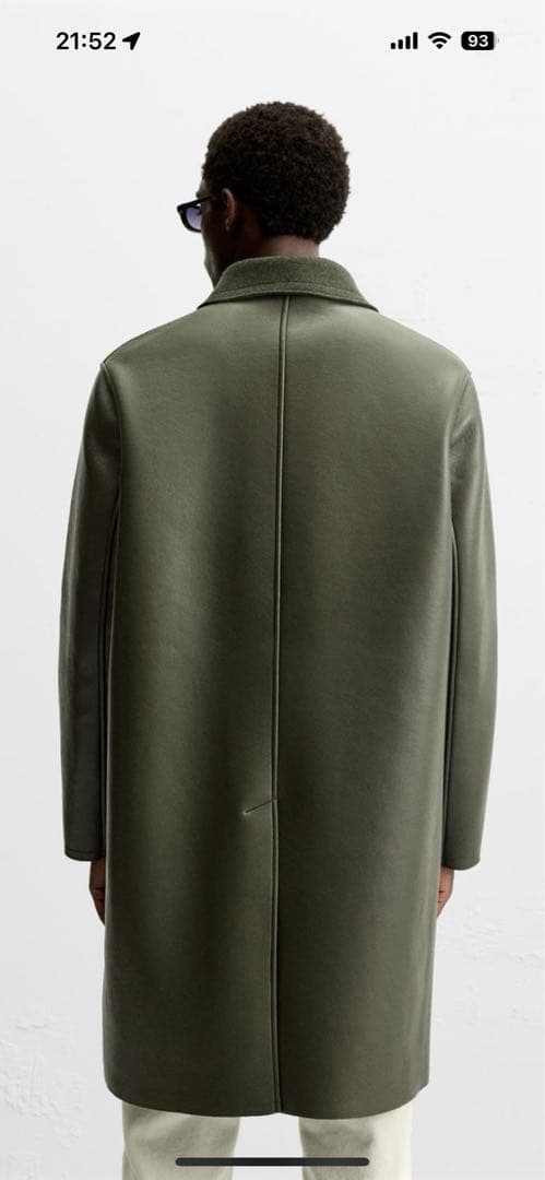 ZARA オリーブグリーン 合成皮革カジュアルコート