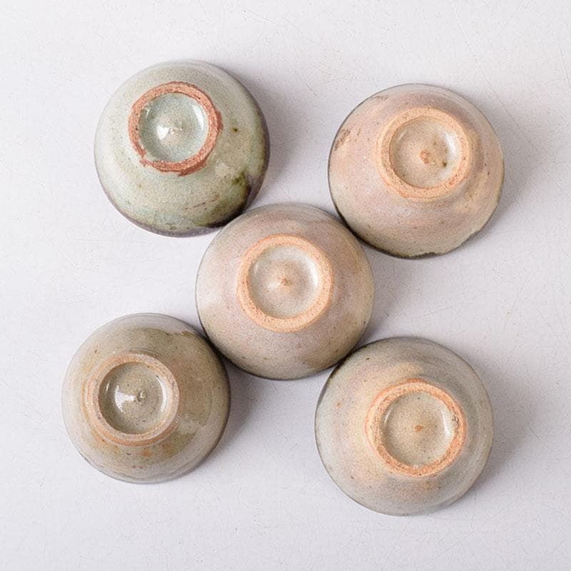 唐津焼　朝鮮唐津　煎茶碗　五客　時代箱　V　R8779