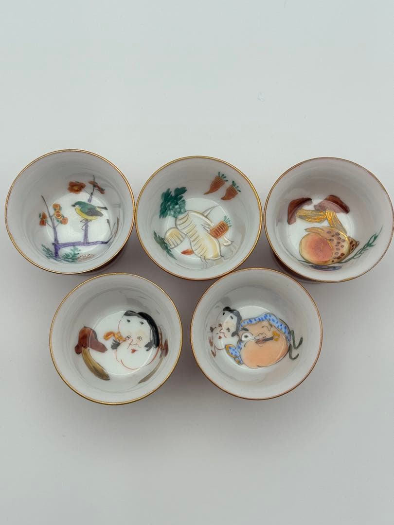九谷焼　春画　盃　5つセット　アンティーク