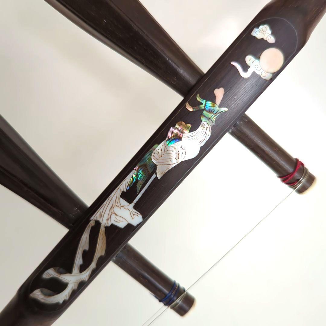 胡涵柔製作 未使用 最上級 明清老紅木 龍、鳳凰螺鈿 湾頭二胡