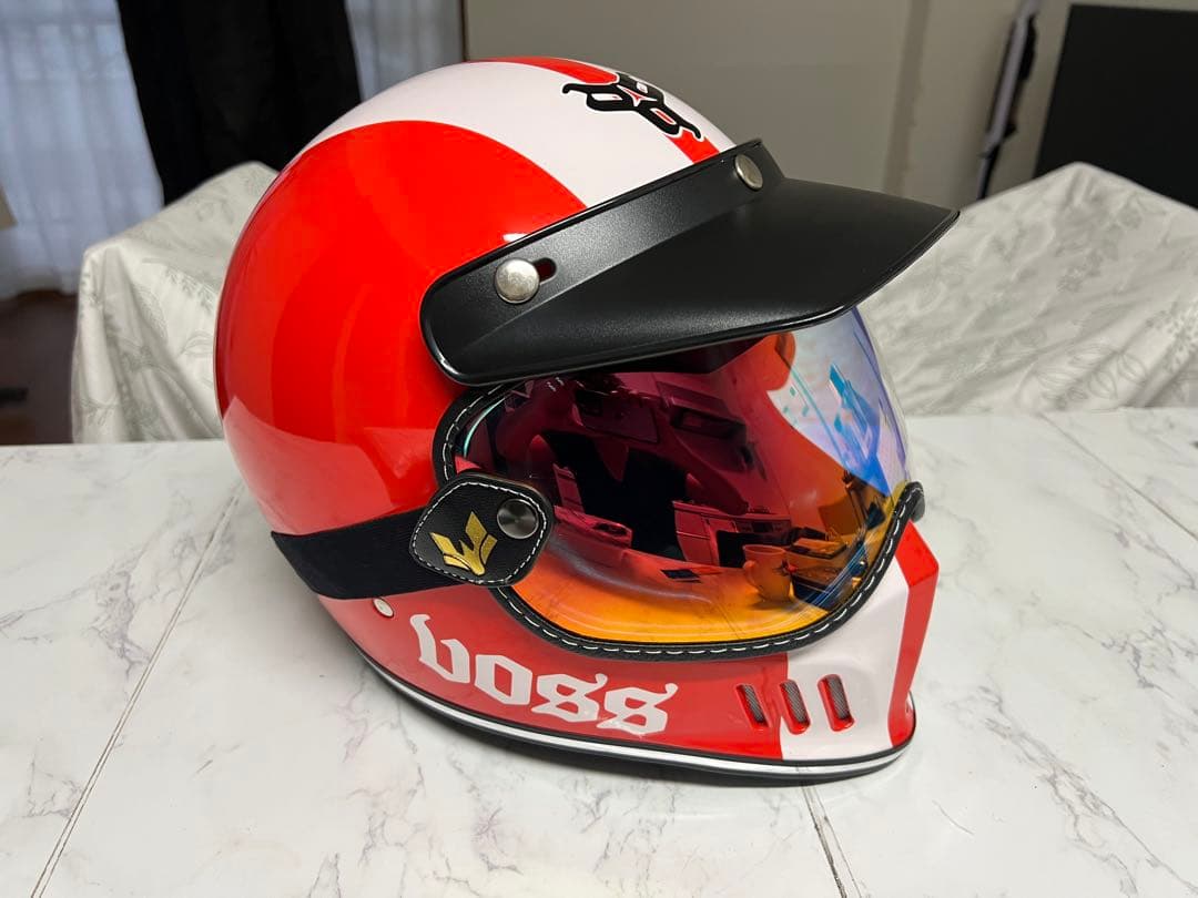 【極美品】Voss フルフェイス ヘルメット　レッド　専用ゴーグル付き
