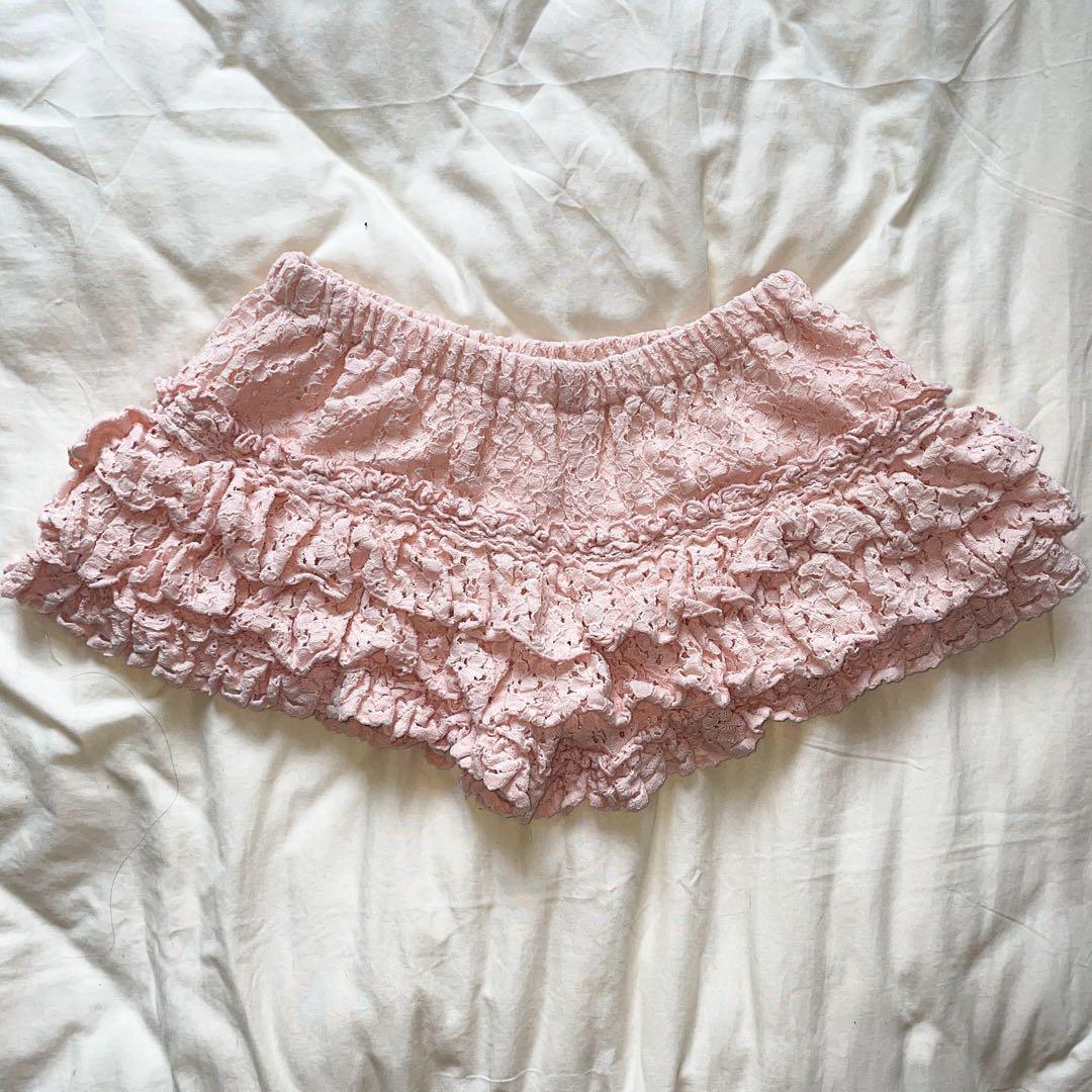 00s 希少 LIZLISA系 コットンフリルレーススカパン 姫ロリ