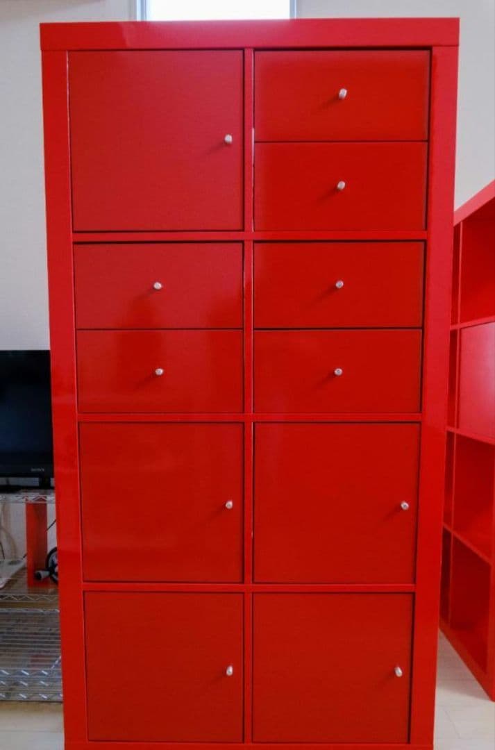リサイクルサービス八光】幅76.5㎝ IKEA カラックス レッド 扉