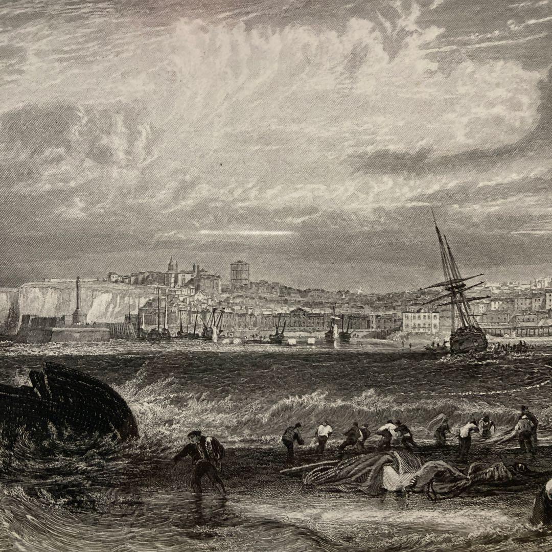 ウィリアム ターナー「フェルモス海岸」銅版画約16×24額縁37×44.6 cm