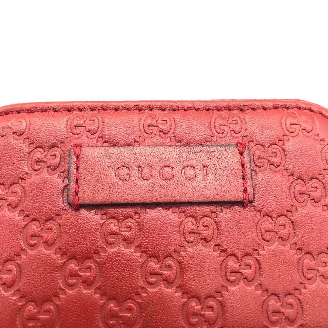 【美品】GUCCI ケース マイクロGG レザー ラウンドファスナー 赤