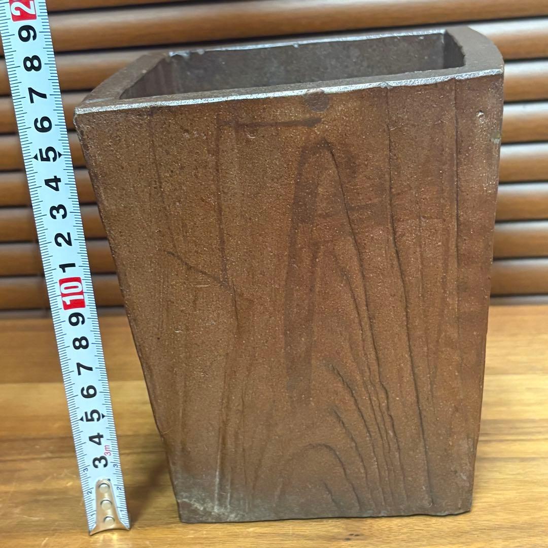 古備前■木目彫花入■器