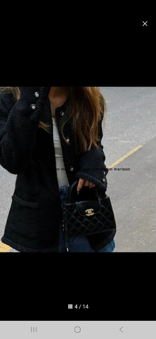CHANEL ブラック キルティングショルダーバッグ