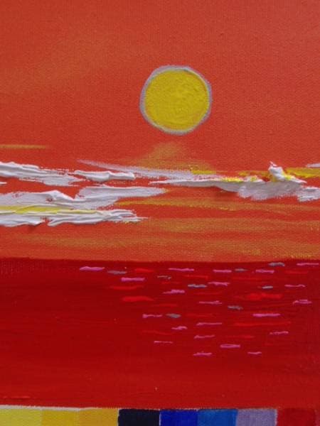 TOMOYUKI・友之、「太陽と月」、証明書付、額付、絵画 油絵 油彩画