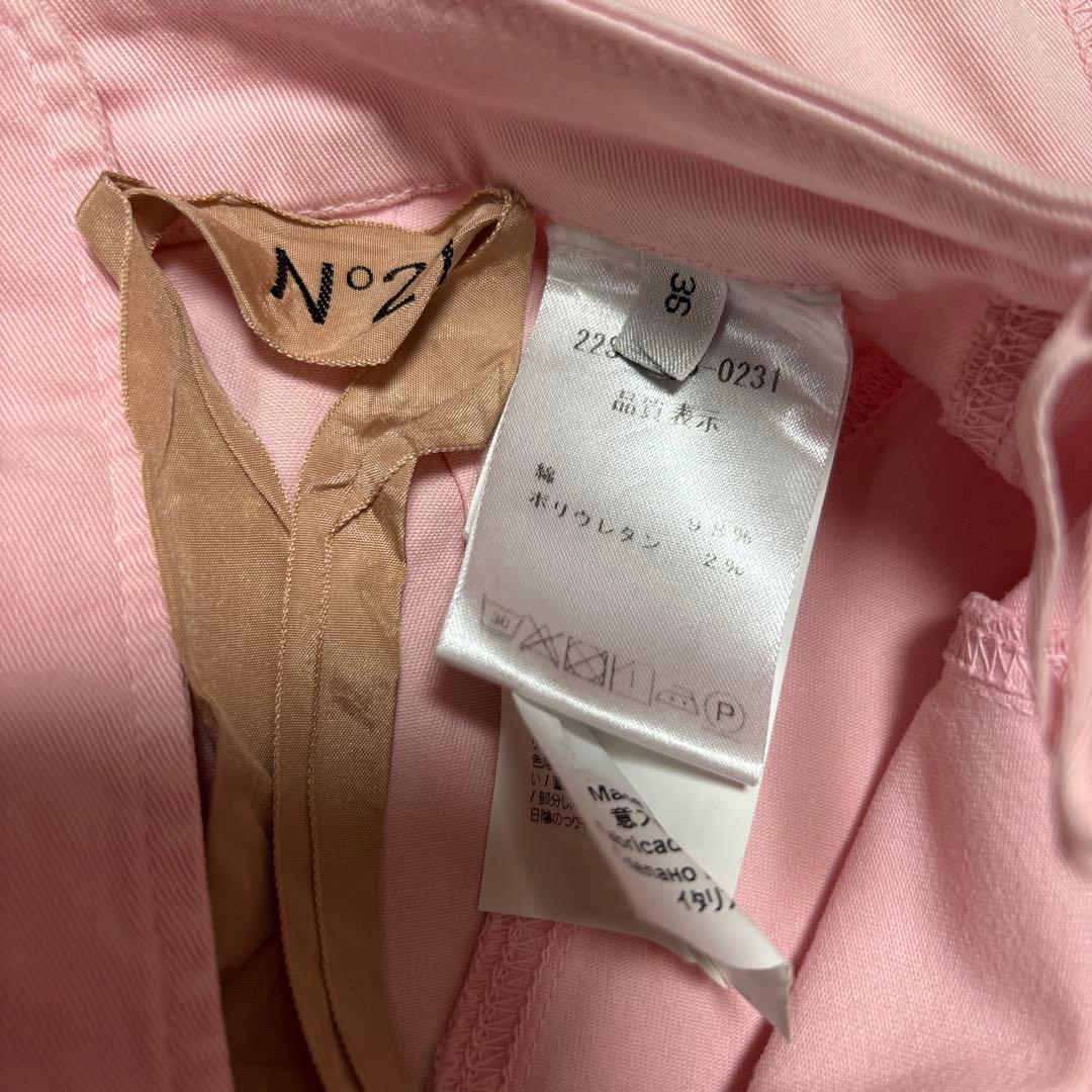 N°21 イタリア　春夏　ペンシル　スカート　コットン　綿　ピンク　ブラック