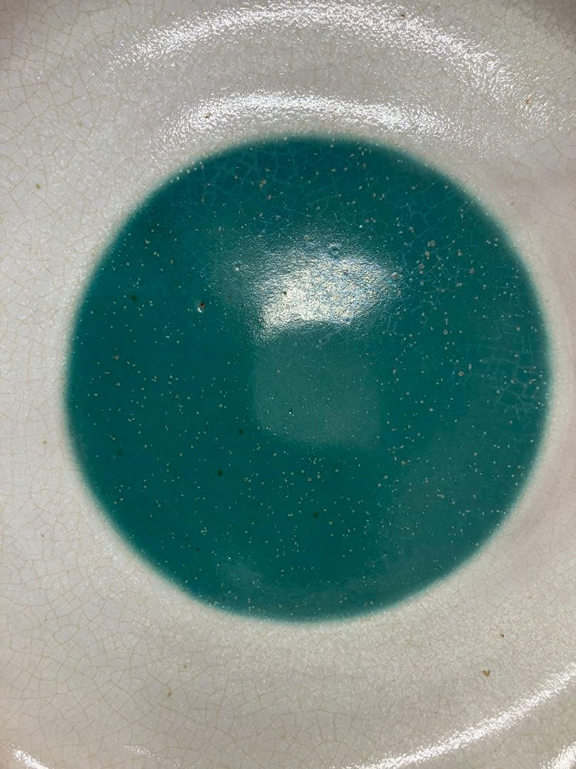 値下げ！未使用 牛ノ戸焼 中井窯 染め分け 緑抜き 大皿 鳥取