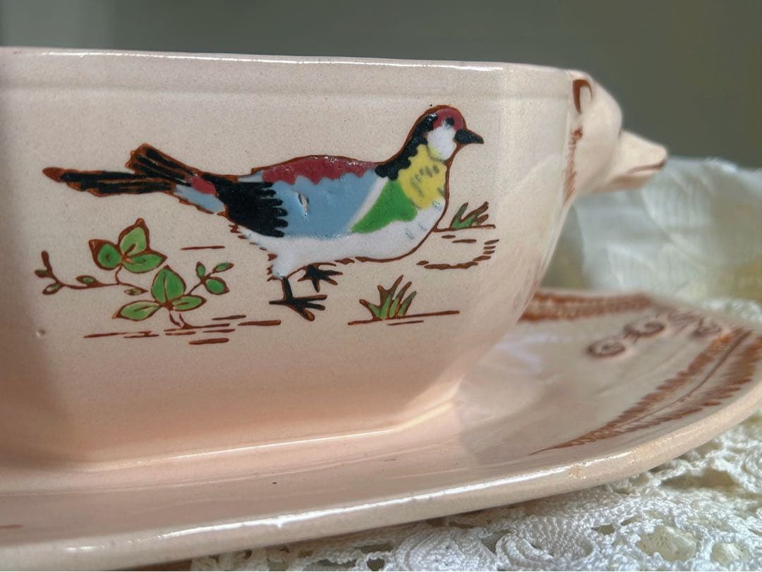 ⭐️フランス アンティーク LONGWY古い陶器のソーシエール ベビー