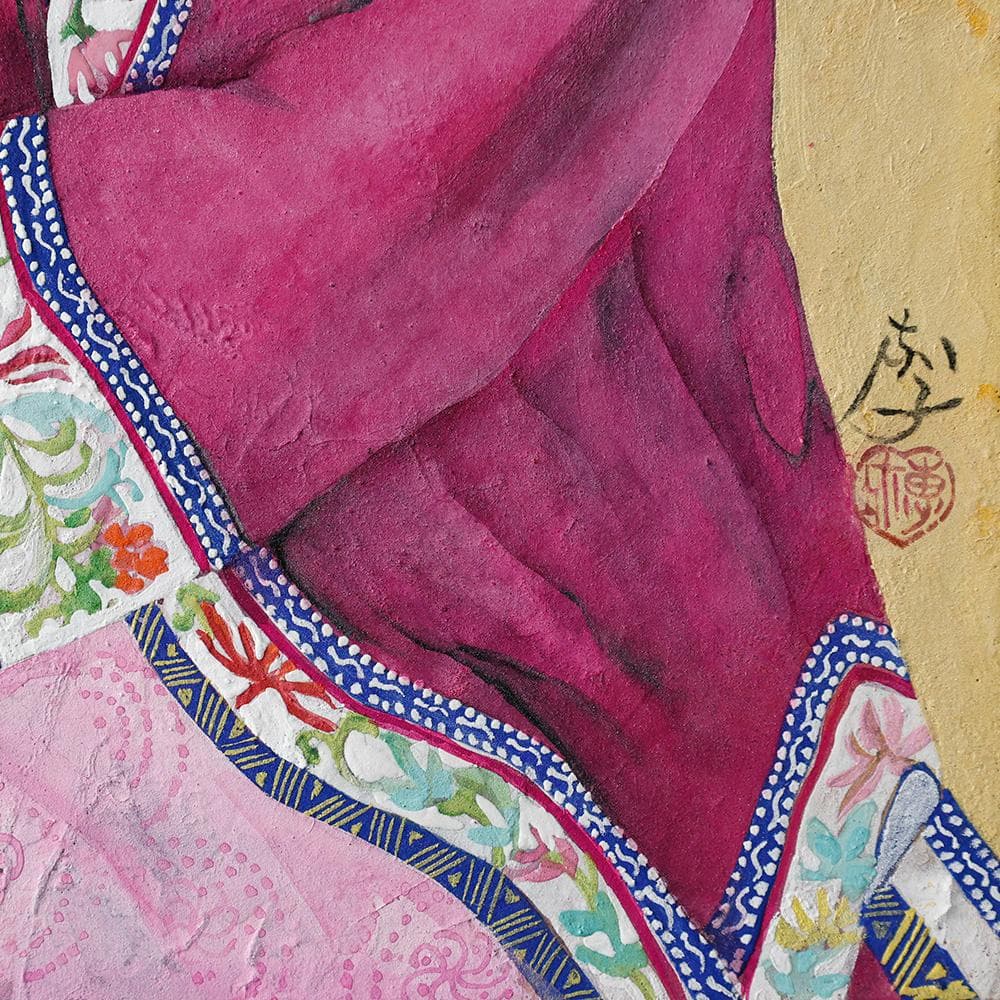 石坂恵子 油彩 直筆サイン 想い 女性の肖像画 日本画 共シール F4号 幻