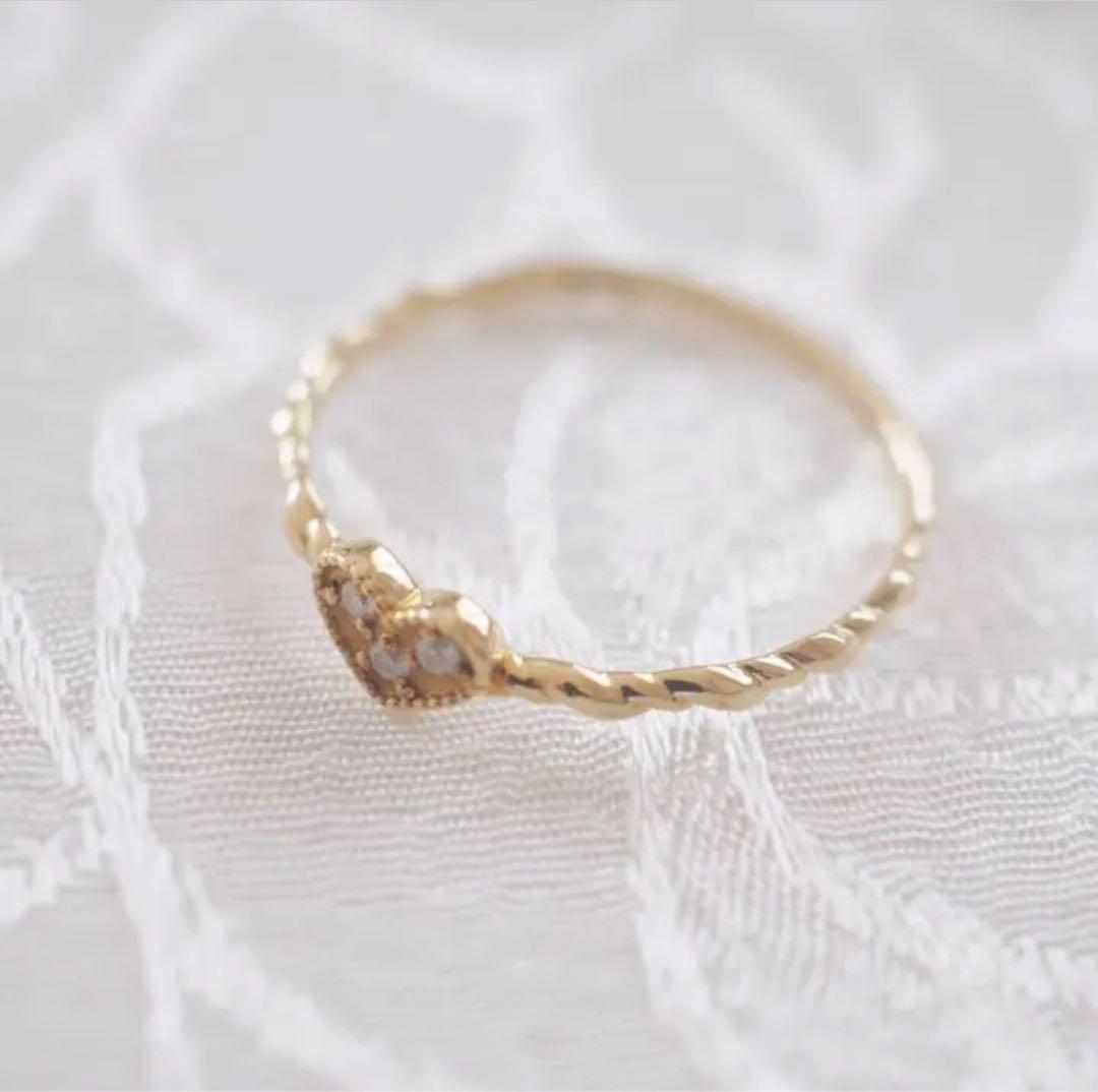 K18 ダイヤモンド　華奢リング　18金イエローゴールド