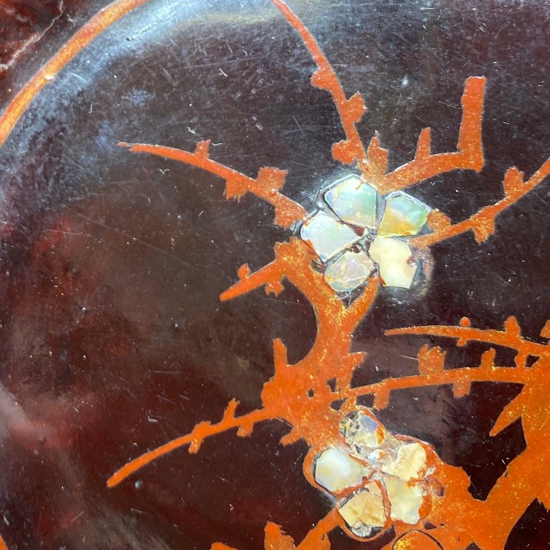 唐物　木製　螺鈿　菊割皿5客　幅約13.2㎝　トトウ　東さ7-1124☆2F