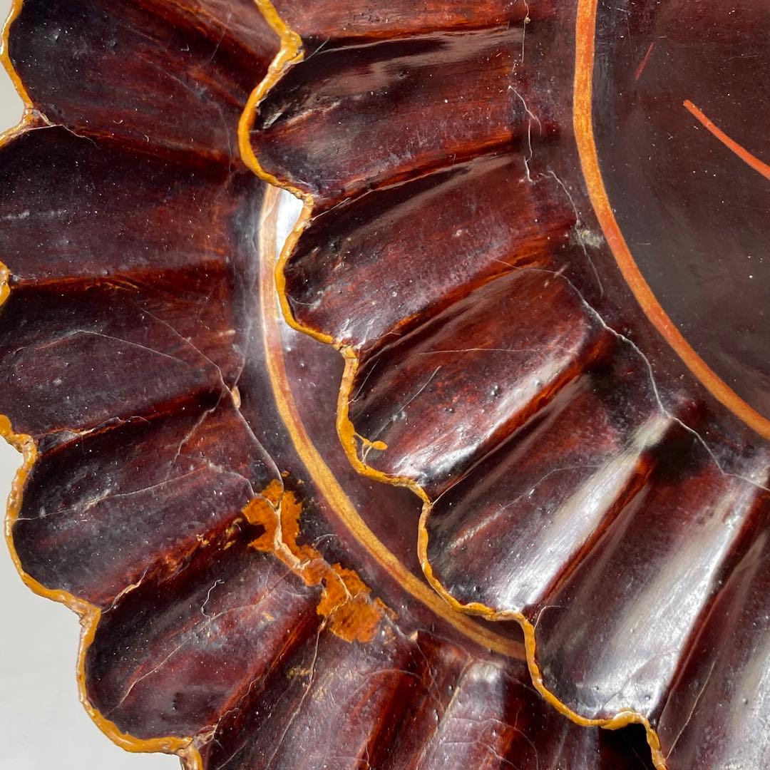 唐物　木製　螺鈿　菊割皿5客　幅約13.2㎝　トトウ　東さ7-1124☆2F