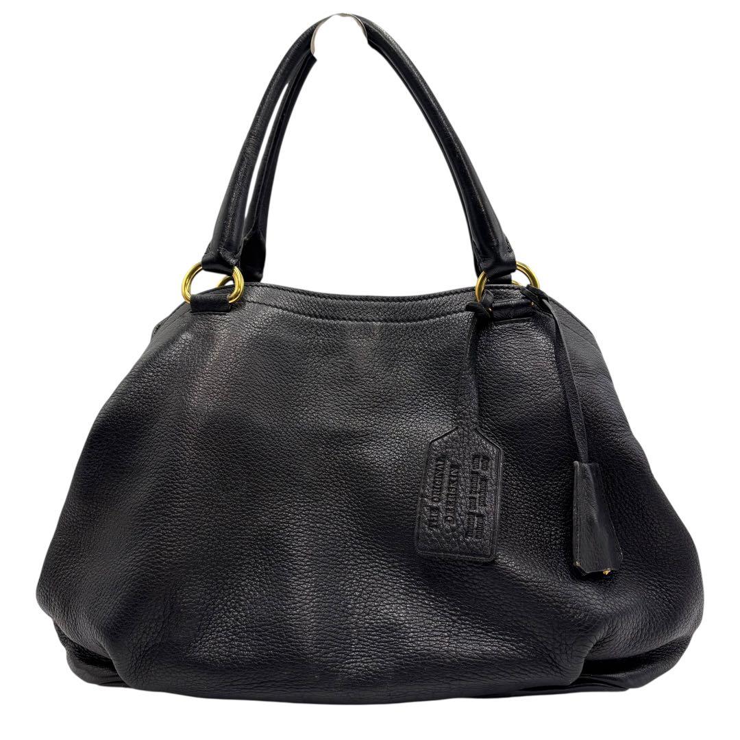 【美品】プラダ PRADAトートバッグ ハンドバッグ レザー ブラック