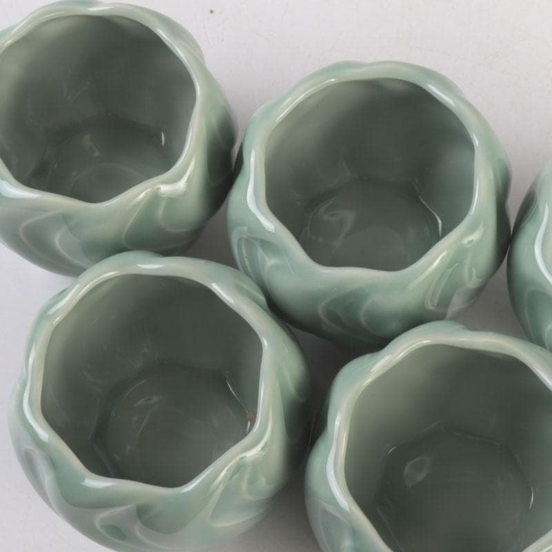 和食器 茶懐石 京焼 加藤渓山作 砧青磁 捻小附 五客