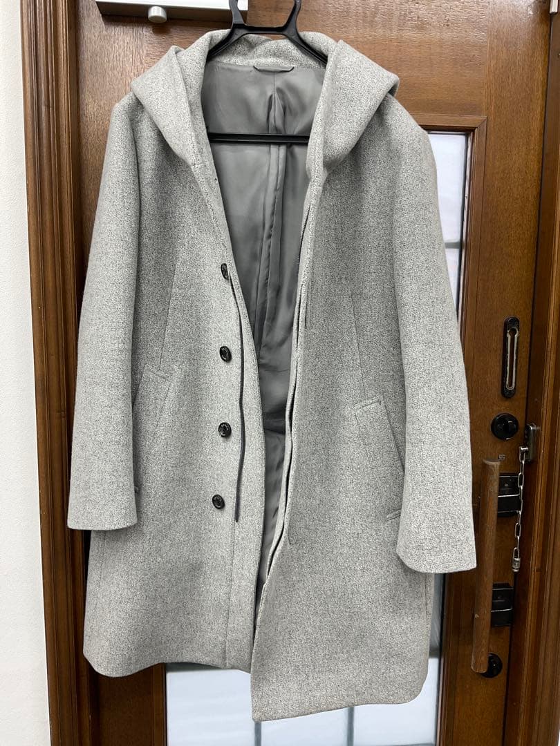 【美品】EPOCA UOMO エポカウォモ フーデッドコート ウール グレー