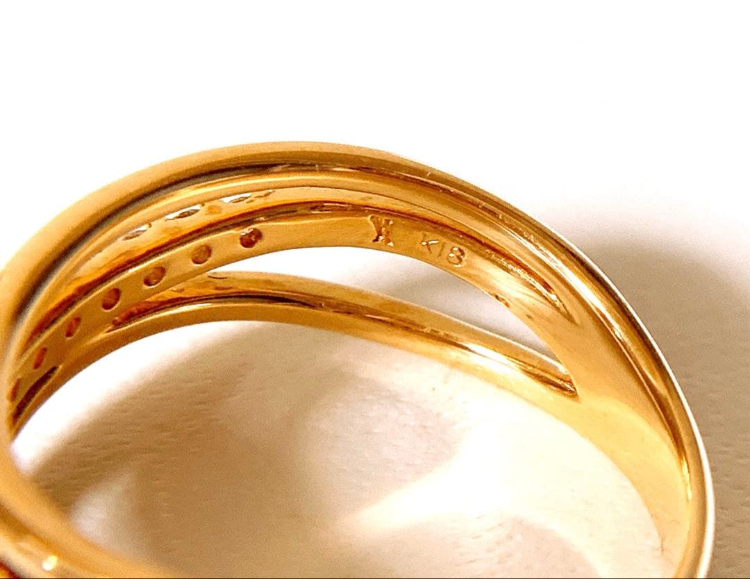 現行品❣️15号❗️美品✨ヴァンドーム青山　k18YG 3連風ダイヤリング