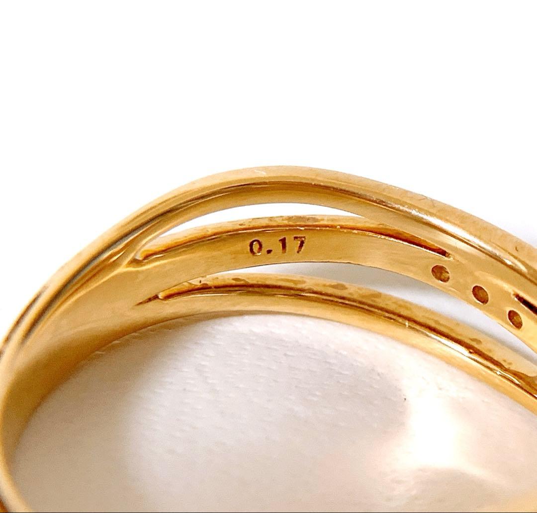 現行品❣️15号❗️美品✨ヴァンドーム青山　k18YG 3連風ダイヤリング