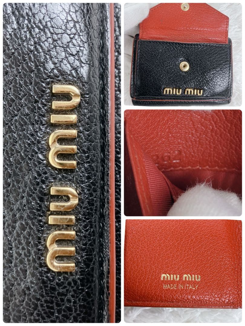 極美✨ ミュウミュウ マドラス　ラブレター ハート　折り財布 黒 FRID搭載