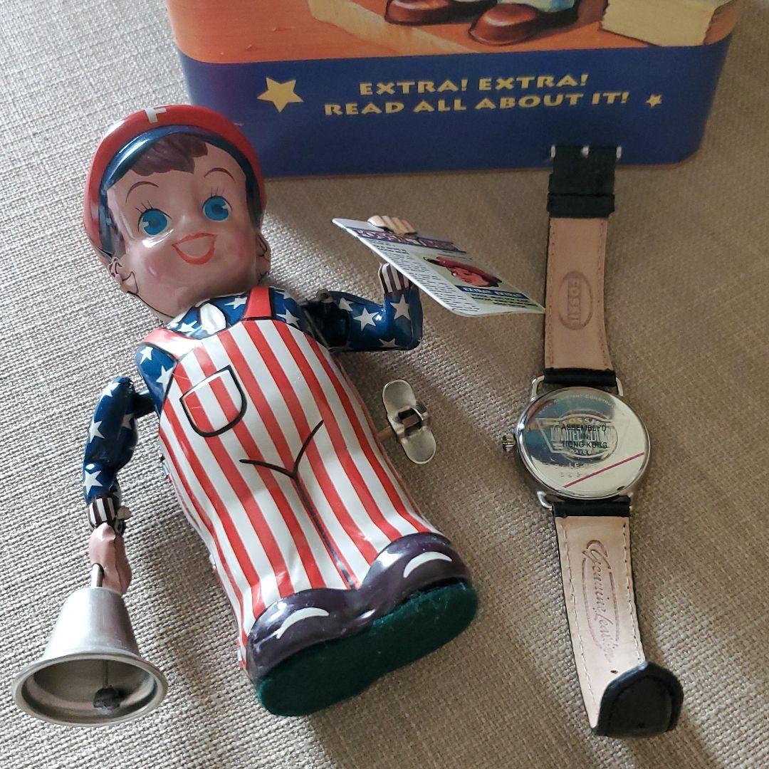 FOSSIL NEWS BOY 時計 ブリキ人形