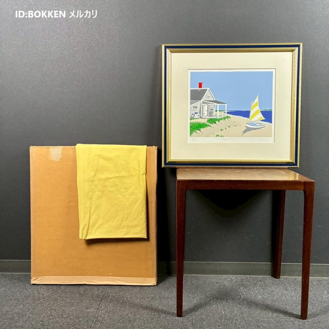 美品 エリック・ホルク「サマーパレス」シルクスクリーン 直筆サイン入り 額縁入り