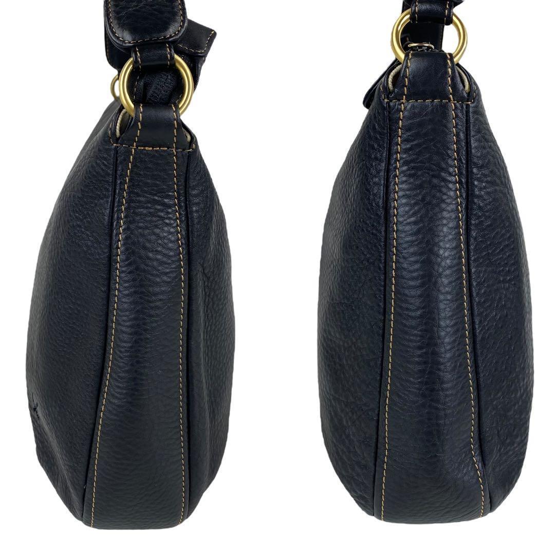 Kitamura キタムラ ショルダーバッグ オールレザー シボ革 Kマーク 黒