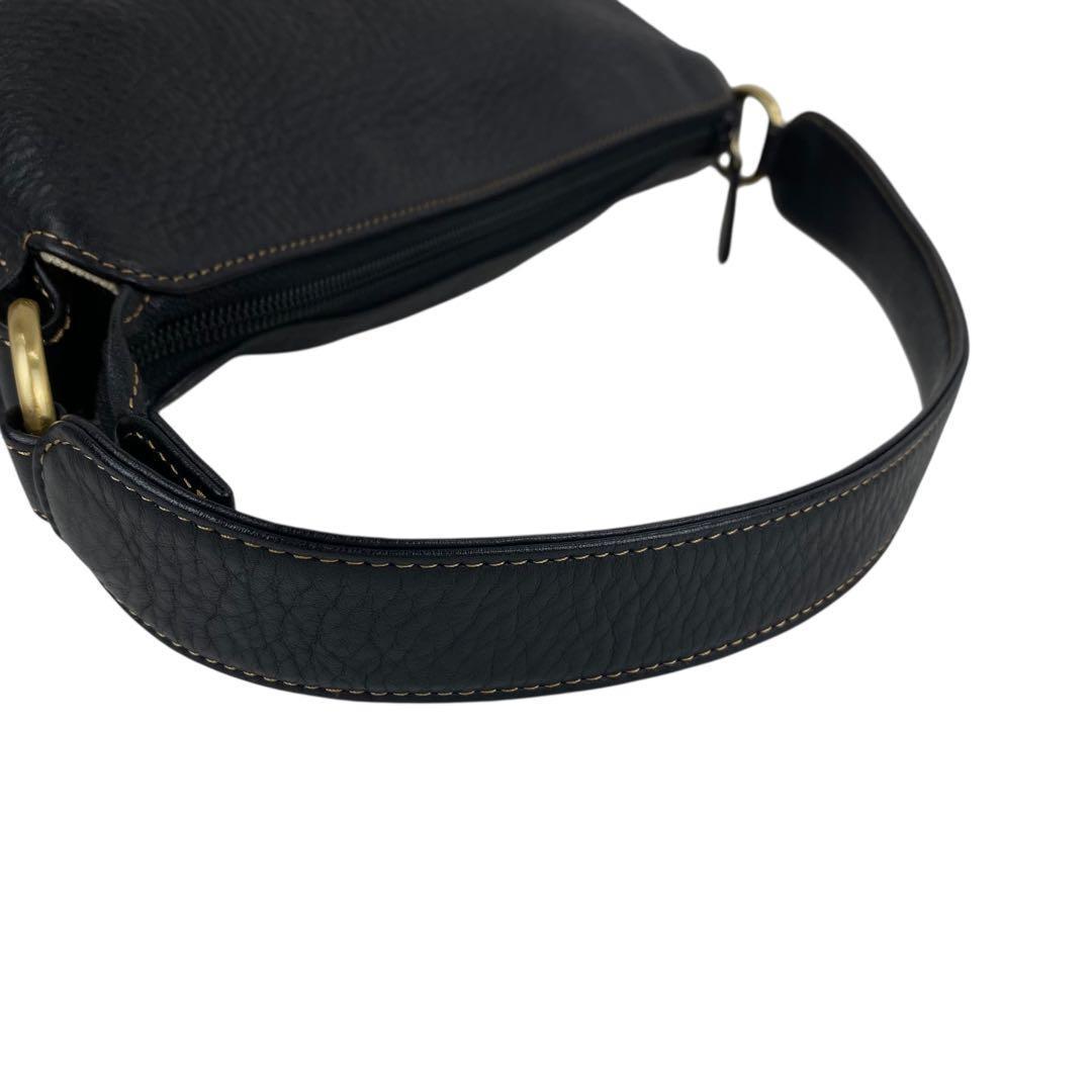 Kitamura キタムラ ショルダーバッグ オールレザー シボ革 Kマーク 黒