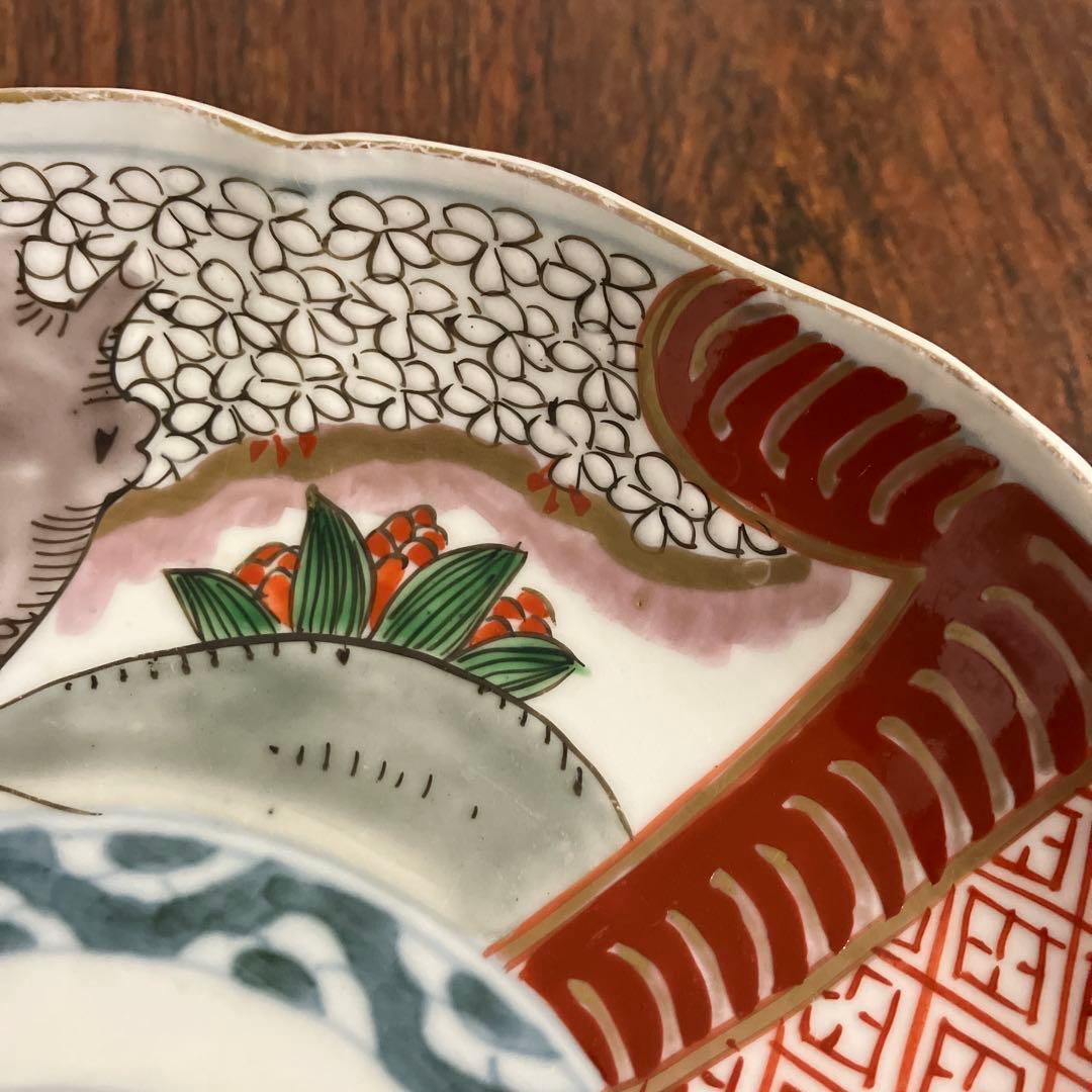 江戸〜明治初期 古伊万里 金彩 色絵 桜 7寸皿 21cm