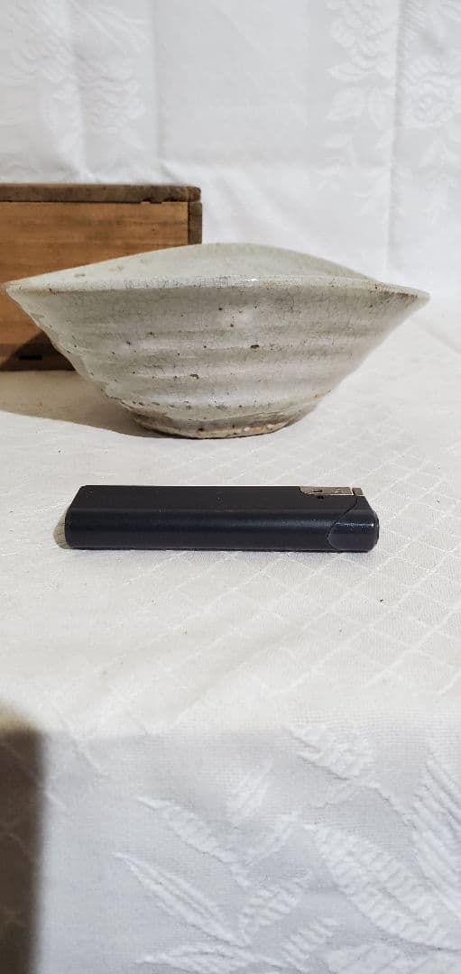 茶道具 編笠形、刷毛目のお茶碗、時代物 骨董品、美術品