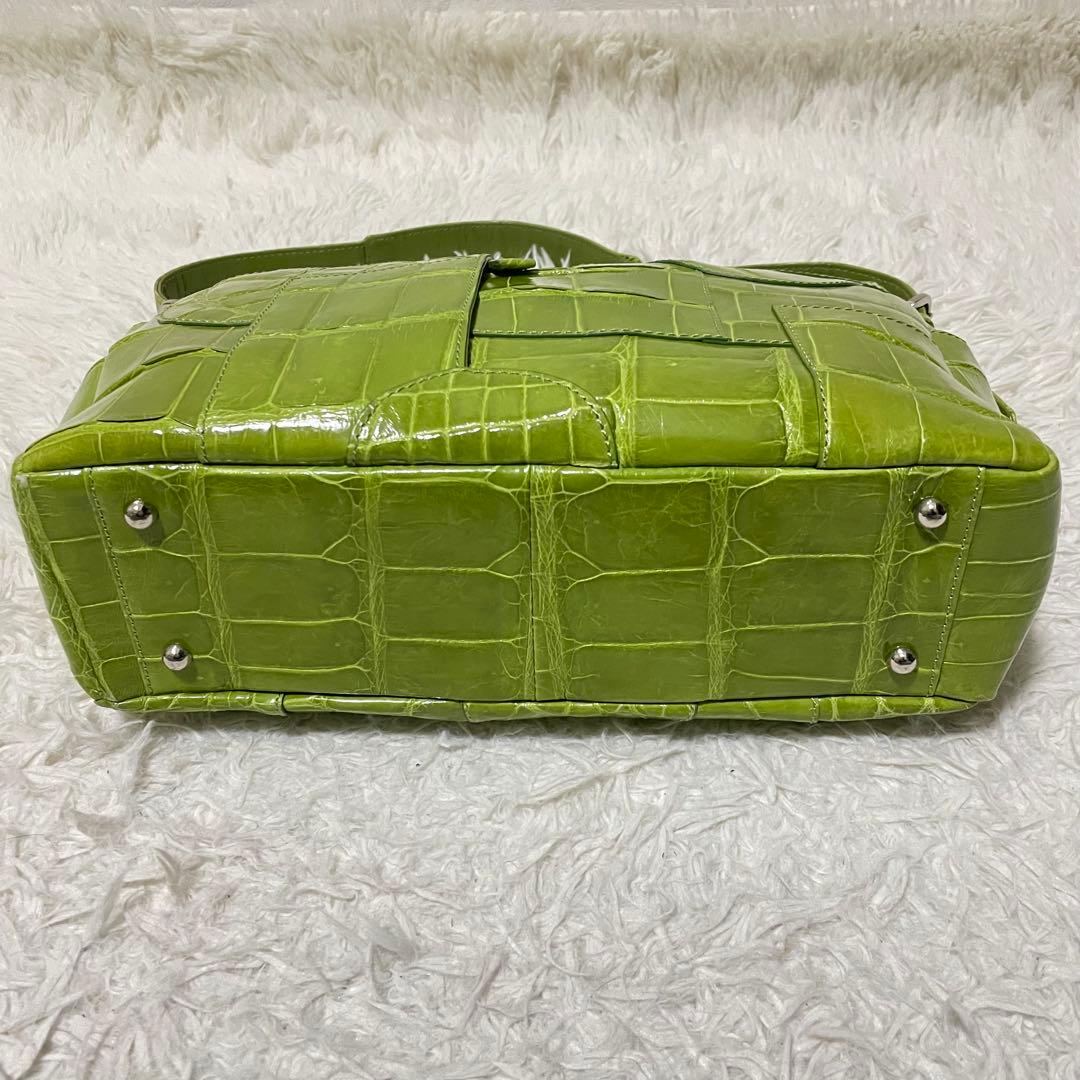 極美品/希少色　JRA認証　リアルクロコダイル　2wayショルダーバッグ　緑