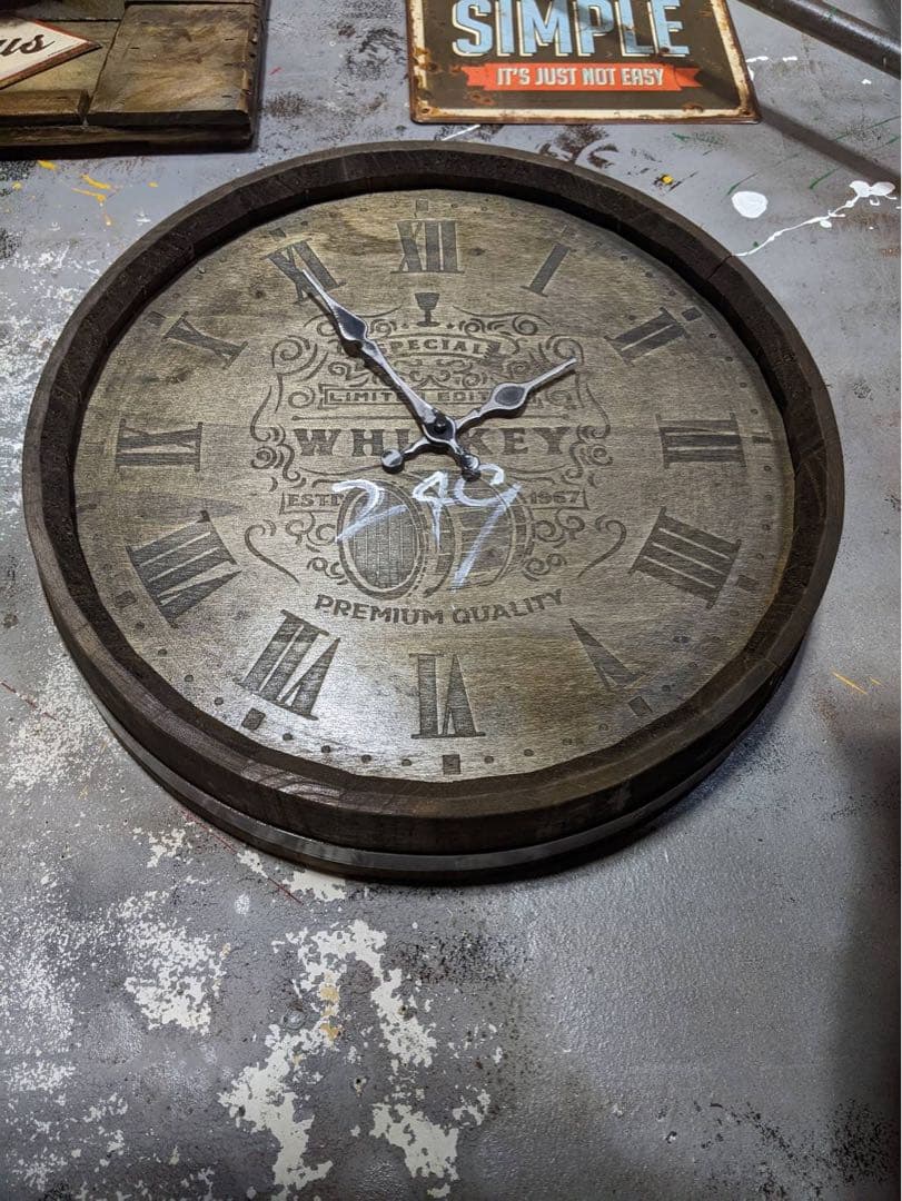 樽型 ウォールクロック 249 ウイスキー樽 壁掛け時計 ホグスヘッドバレル