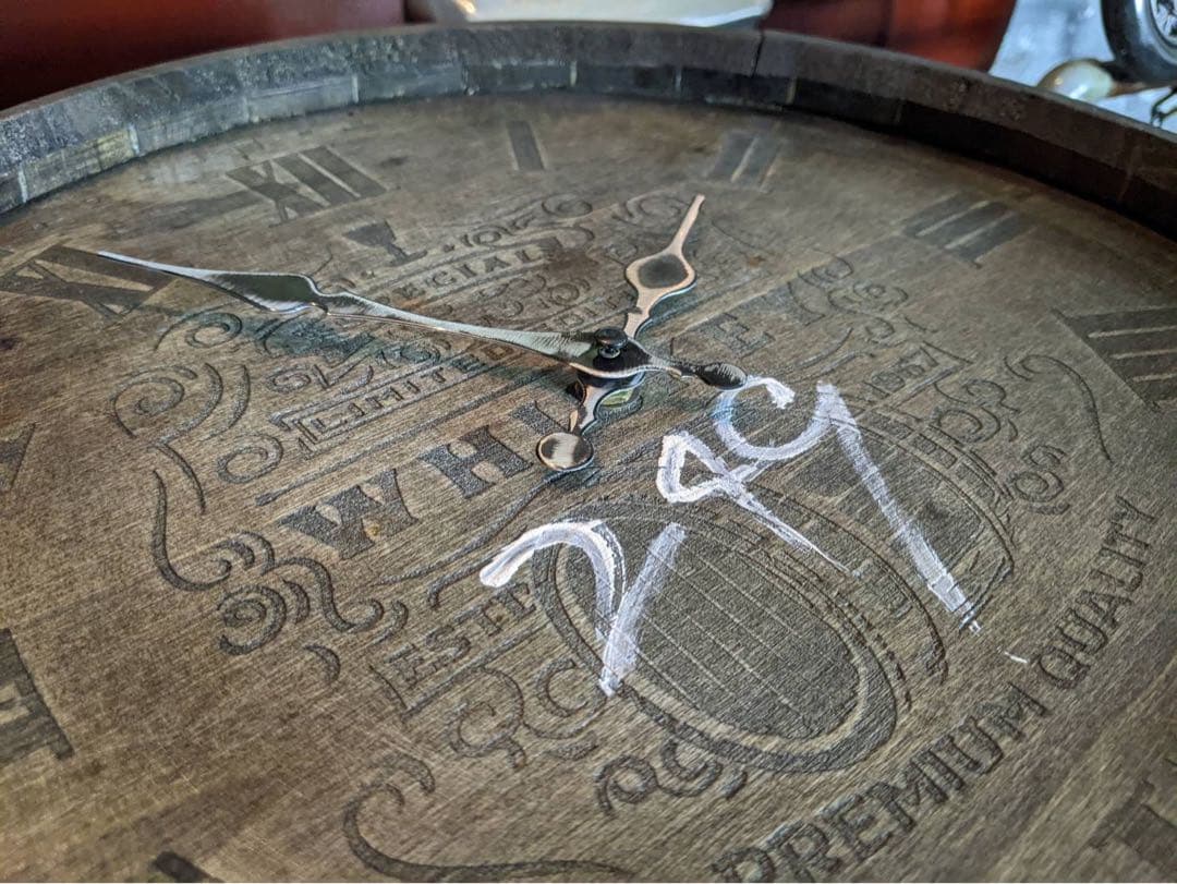 樽型 ウォールクロック 249 ウイスキー樽 壁掛け時計 ホグスヘッドバレル