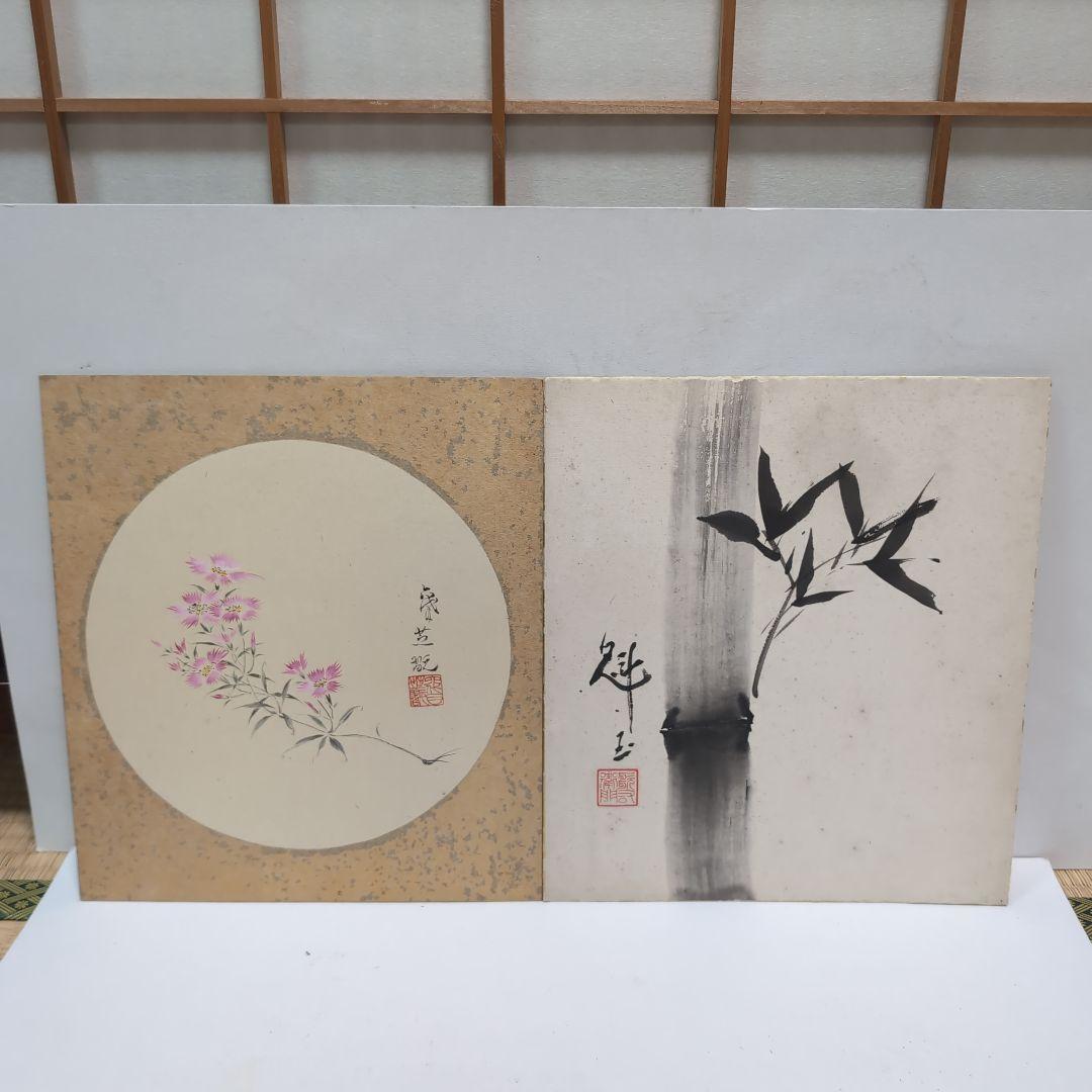 【骨董品】歌舞伎役者五代目、六代目中村歌右衛門色紙 色紙『六代目 中村歌右衛門/水月清韻』墨筆 歌舞伎役者 成駒屋 女形