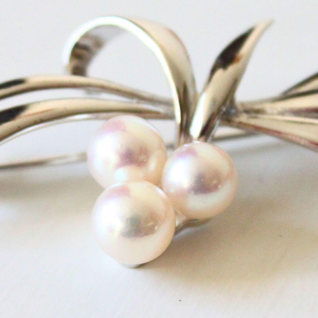 美品】MIKIMOTO ミキモト シルバー パール ブローチ 箱付き